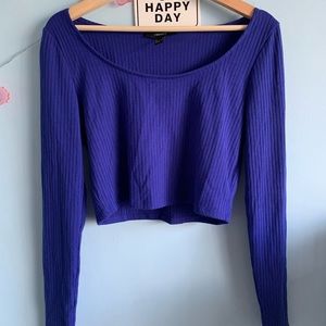 💕forever 21 crop blue ribbed long sleeve top💕